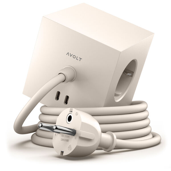 Square 1 Forlængerledning med USB-C / Magnet 18 m Beige