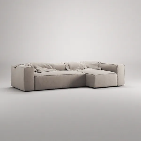 Grand 4-Personers Sofa Divan Højre Sandshell Beige