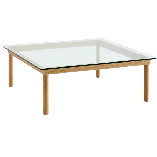 Kofi Soffbord 100x100 cm Vattenbaserad Lackad Ek / Klart Glas