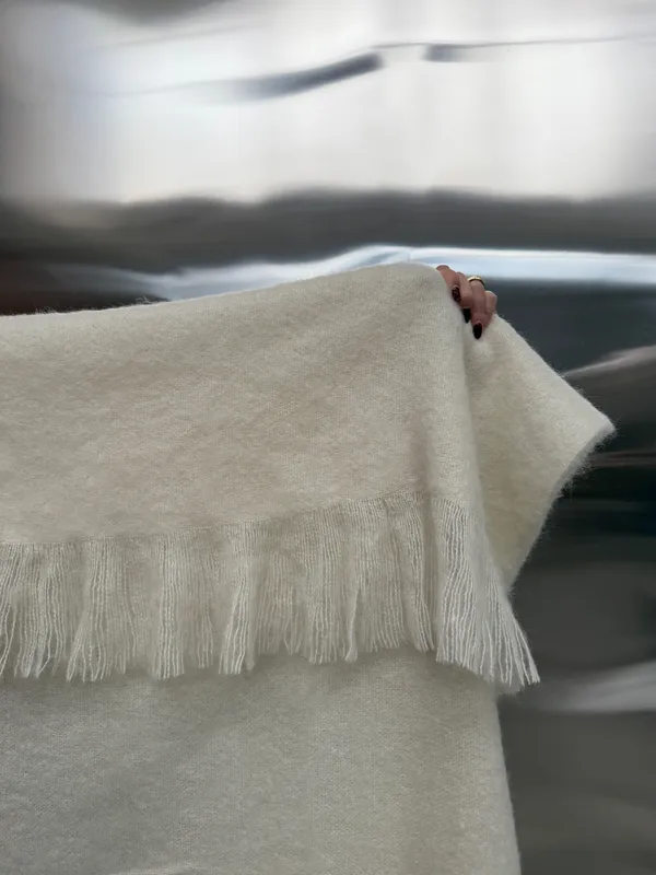 Fridh Plaid Mohair 130x170 cm Offwhite