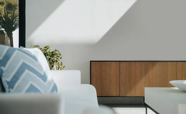 Line Burned Walnut Skænk 4 døre Sort/Sort