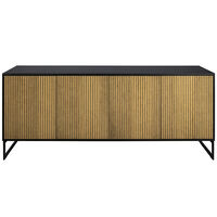 Line Burned Walnut Skænk 4 døre Sort/Sort