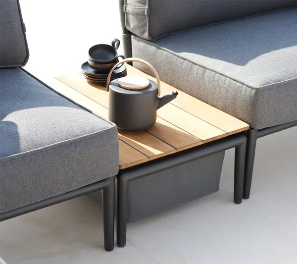Conic Box Table 74x52 cm Grey TexTeak Table Top