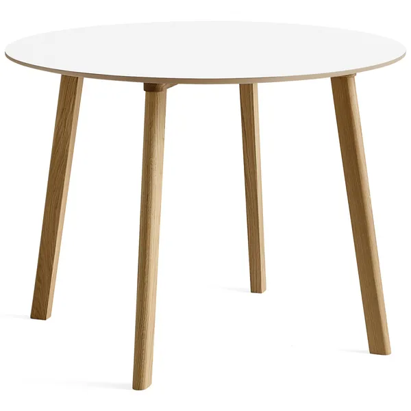 CPH Deux 220 2.0 Pöytä Ø100 cm Pearl White / Vesipohjaisella Lakalla Käsitelty Tammi