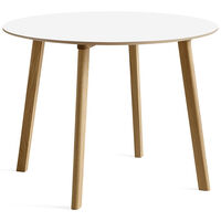 CPH Deux 220 2.0 Pöytä Ø100 cm Pearl White / Vesipohjaisella Lakalla Käsitelty Tammi