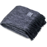 Mohair Teppe Rullet Frynse 130x170 cm Sort / Slate Melange