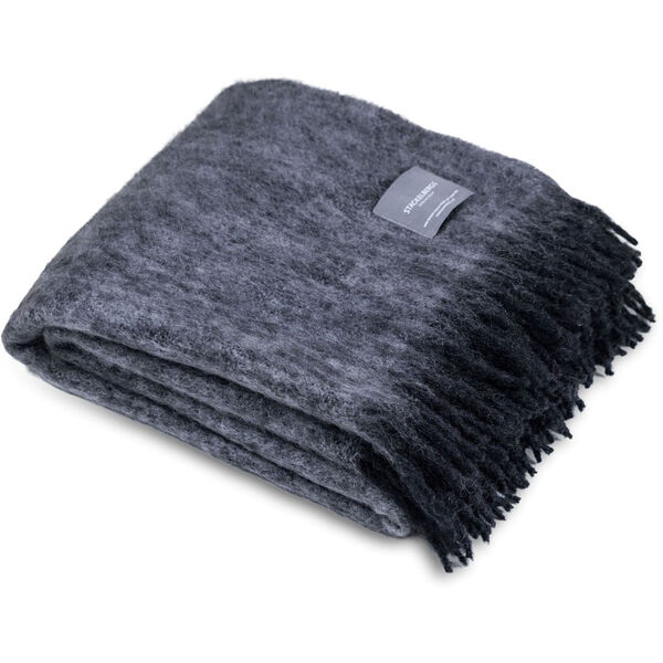 Mohair Teppe Rullet Frynse 130x170 cm Sort / Slate Melange