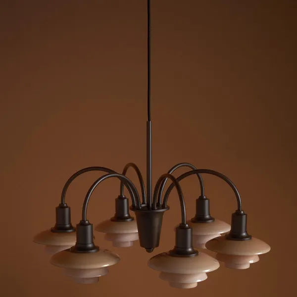 PH 1/1 Lysekrone Med 6 Armer Centenary Edition Aged Brass / Dusty Terracotta