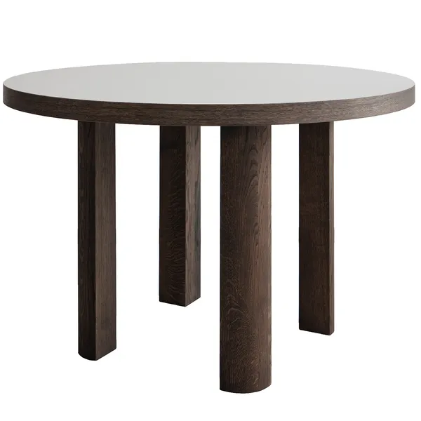 Quarter Spisebord Ø120 cm Røkt Eik/Hvitlaminert