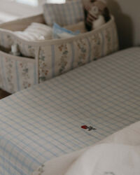 Gingham Sky Blue Muslin Puslepudebetræk 50x70 cm