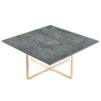 Ninety Sofabord 80x80x35cm Grøn Marmor/Messing