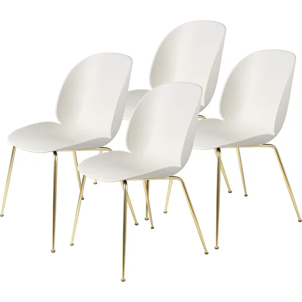 Beetle Stol Upolstret 4-pak Conic Base Brass Beige