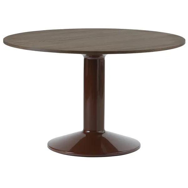 Midst Matbord Ø120 cm Mörkoljad Ek / Mörkröd