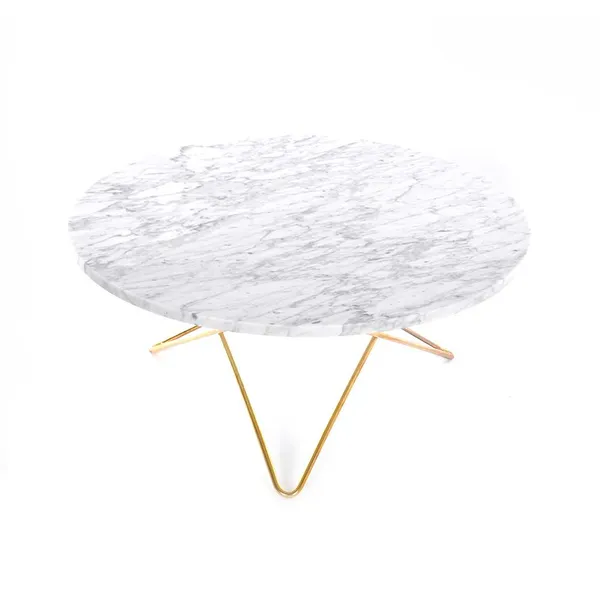 O Sofabord Hvid Marmor/Messing
