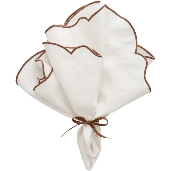 Gia Serviett 45x45 cm 2-pk Hvit / Brun