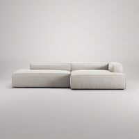 Grand 25-Sitssoffa öppet avslut Vänster Minetyg Moon White