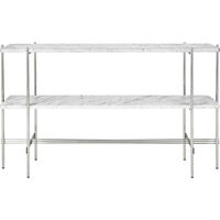TS Console Sidebord 120x30x72 cm Poleret Stål / Hvidt Carrara marmor