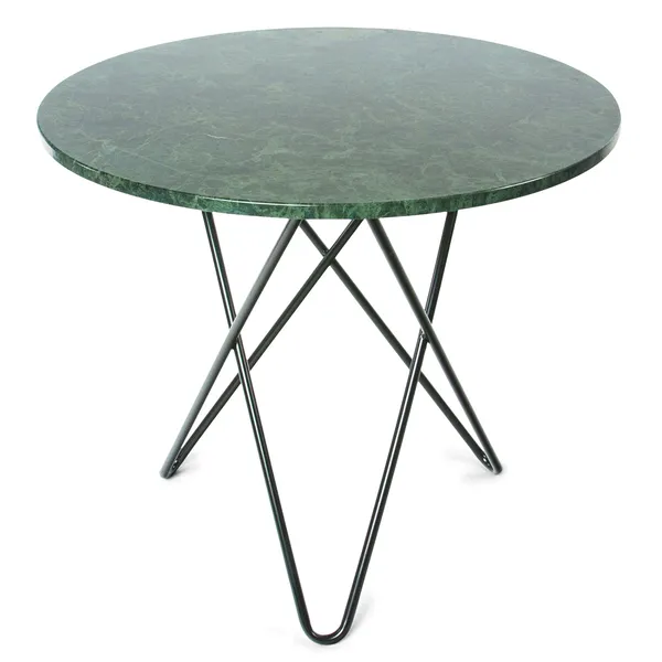 O Matbord Ø80 cm Svart Underrede Grön Marmor