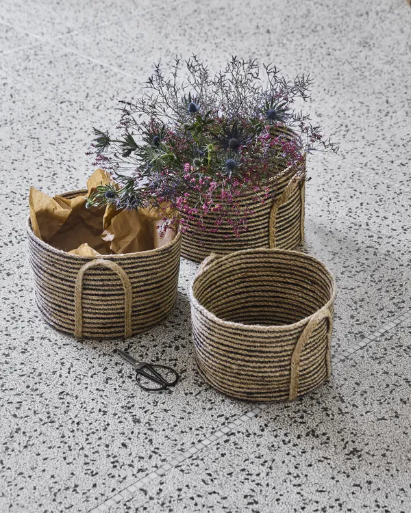 Dungi Oppbevaringskurv 3-pk Sort/Naturfarget