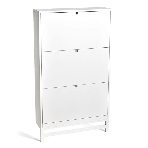 Falsterbo Shoe Cupboard 3 Compartments White Lacquer