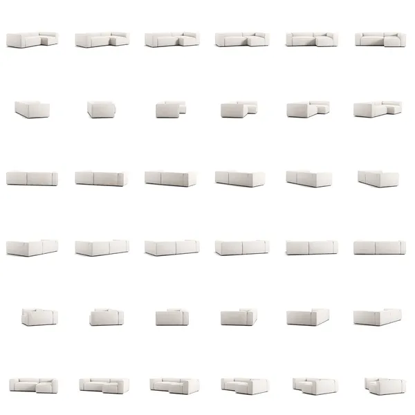 Grand 3-Seter Sofa Divan Høyre Steam White