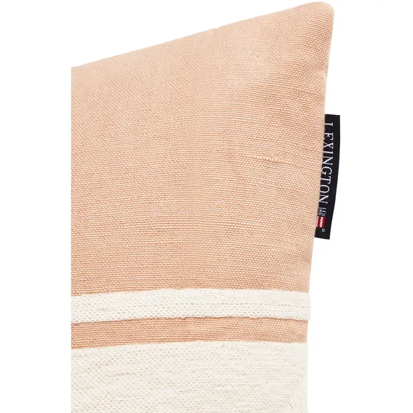 Embroidery Center Striped Linen/Cotton Pude 40x60 cm Beige/Offwhite