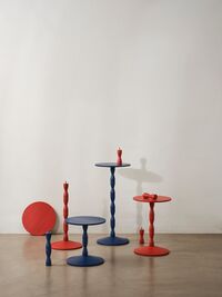 Pedestal Sidebord Eik Rød