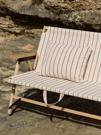 Outdoor Market Cushion 35x45 cm Beige With Red Stripe