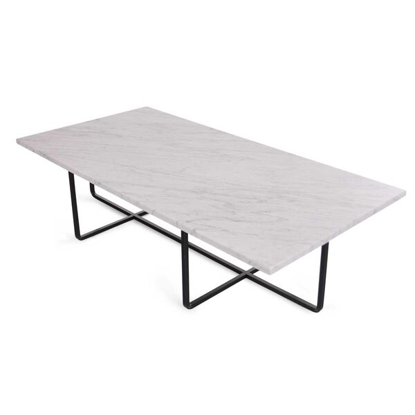 Ninety Salongbord 120x60x30 cm Sort Stativ Hvit Marmor