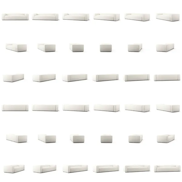 Grand 3-Sitssoffa Bouclétyg Steam White