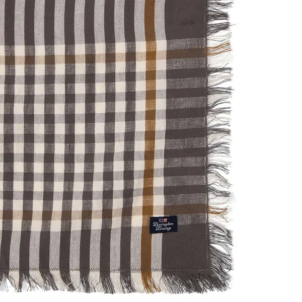 Checked Serviet 50x50 cm Grå / Hvid / Fudge