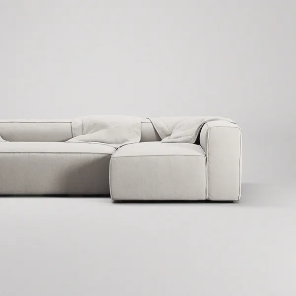 Grand 4-Seter Sofa Divan Høyre med Lenestol Moon White