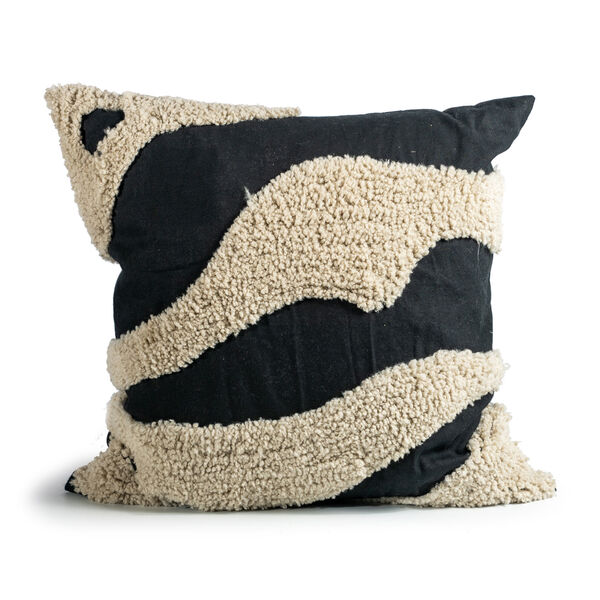 Fluffy Pyntepude 50x50 cm Sort / Beige