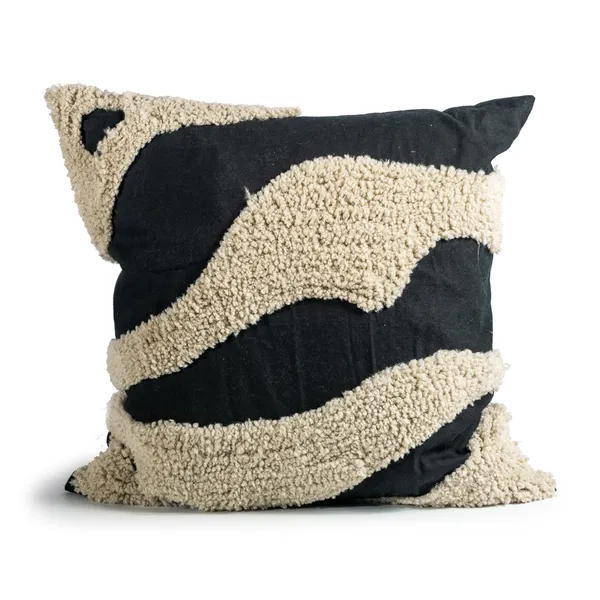 Fluffy Pyntepude 50x50 cm Sort / Beige