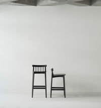 Pind Barstol 65 cm Sortbejdset Asketræ