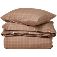 Checked Lyocell/Cotton Sengesett 220x220 cm Brun/Hvit
