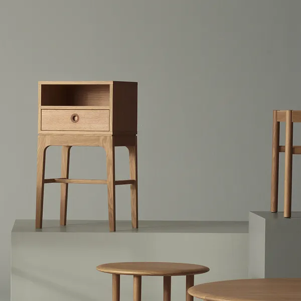 Höllviken Bedside Table Tall Legs White Pigmented Oak