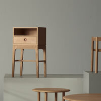 Höllviken Bedside Table Tall Legs White Pigmented Oak