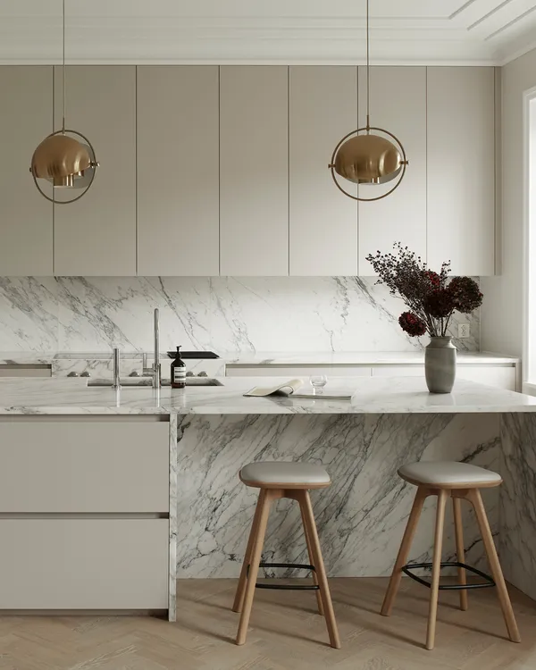 Pauline Barstol 65 cm Oljet Eik / Skinn Oyster