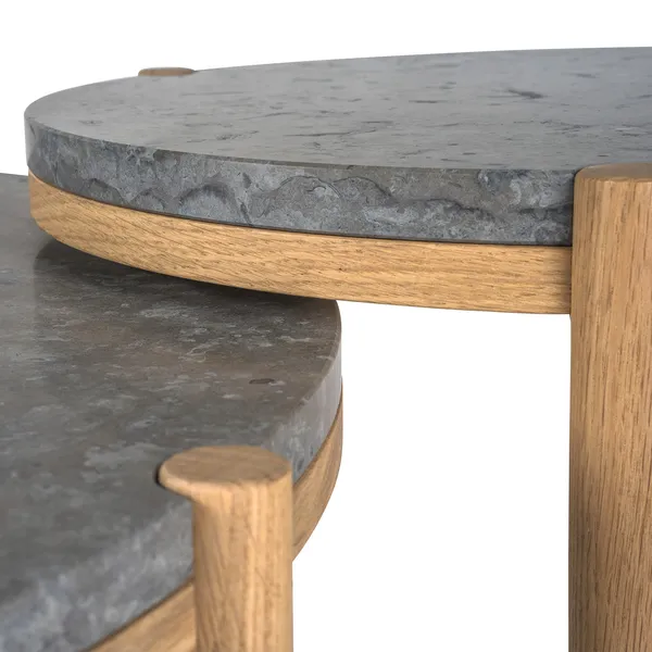 Dondo Sidebord Ø45 cm Egetræ / Sleben Kalksten