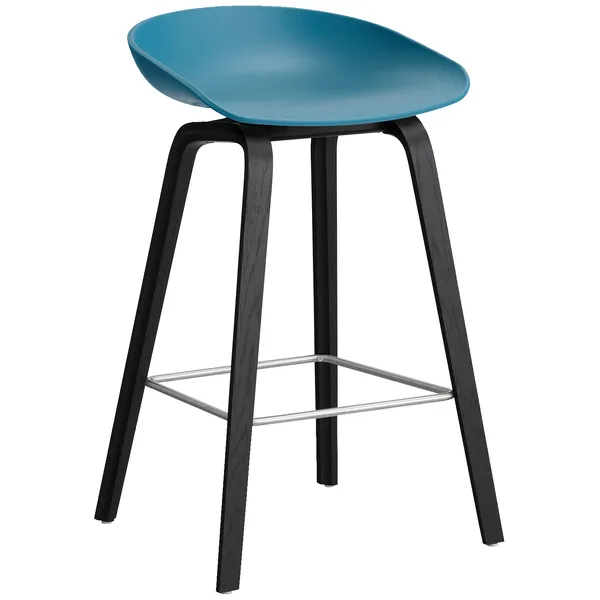AAS 32 2.0 Barstol 65 cm Svartlackad Ek / Azure Blue