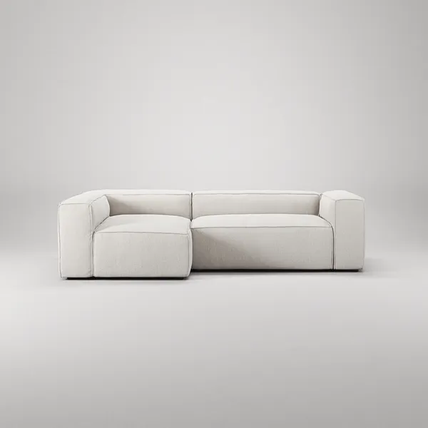 Grand 3-Sitssoffa Divan Vänster Bouclétyg Steam White