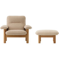 Brasilia Lenestol med Ottoman Natural Oak Bouclé 02 Beige