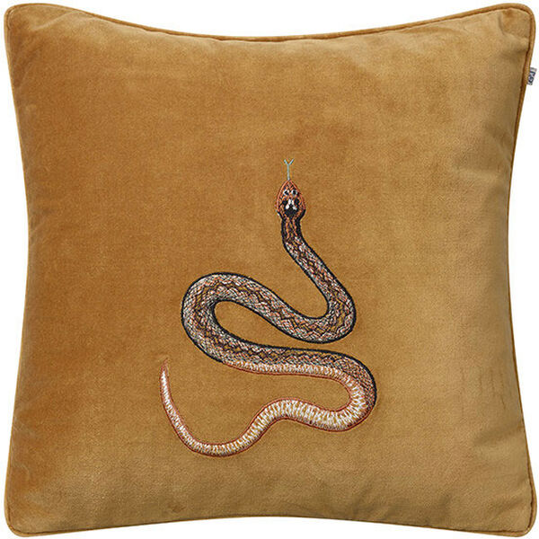 Embroidered Cobra Cushion Cover 50x50 cm Masala Yellow