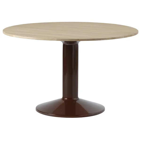 Midst Spisebord Ø120 cm Oljet Eik / Mørkerød