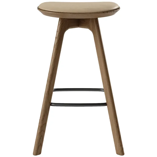 Pauline Barstol 65 cm Røget Eg / Læder Mandelfarvet