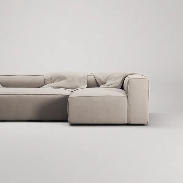 Grand 4-Seter Sofa Divan Høyre med Lenestol Sandshell Beige