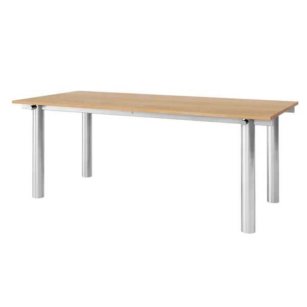 Atura Spisebord 200x90 cm Rustfrit Stål / Naturlig Eg