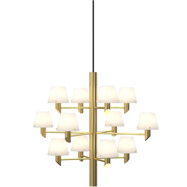 Gil 12 Chandelier Satin Brass / Opal Glass