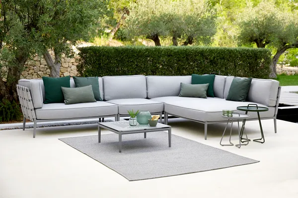 Conic Sofabord 75x75 cm Light Grey Aluminum